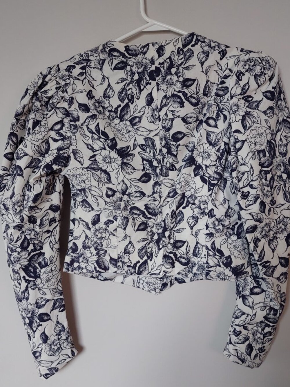 Vintage Laura Ashley Sz 10 Floral Cotton cropped blazer structured shoulder - Picture 4 of 11